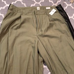 Olive pants with black side stripe